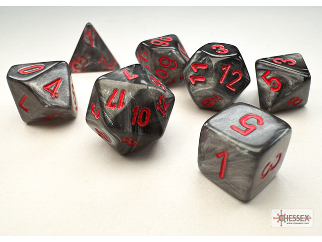 Chessex Black/red - Velvet Polyhedral 7-Die Set Mini