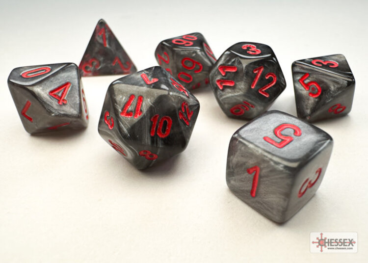 Chessex Chessex: Black/red - Velvet Polyhedral 7-Die Set Mini