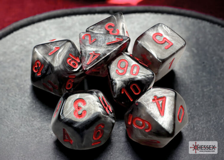 Chessex Chessex: Black/red - Velvet Polyhedral 7-Die Set Mini