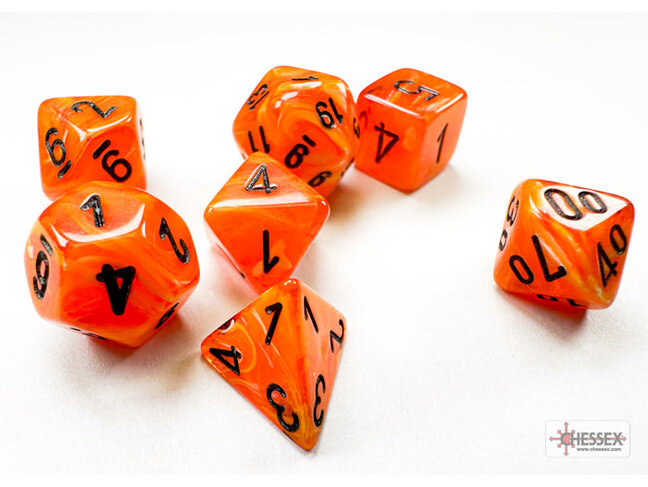 Chessex Orange/black - Vortex Polyhedral 7-Die Set Mini