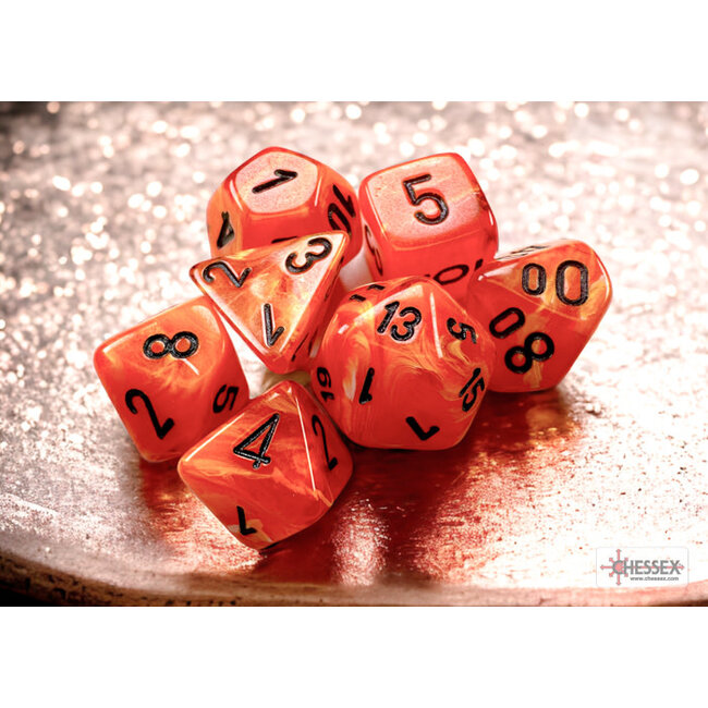 Chessex Chessex: Orange/black - Vortex Polyhedral 7-Die Set Mini