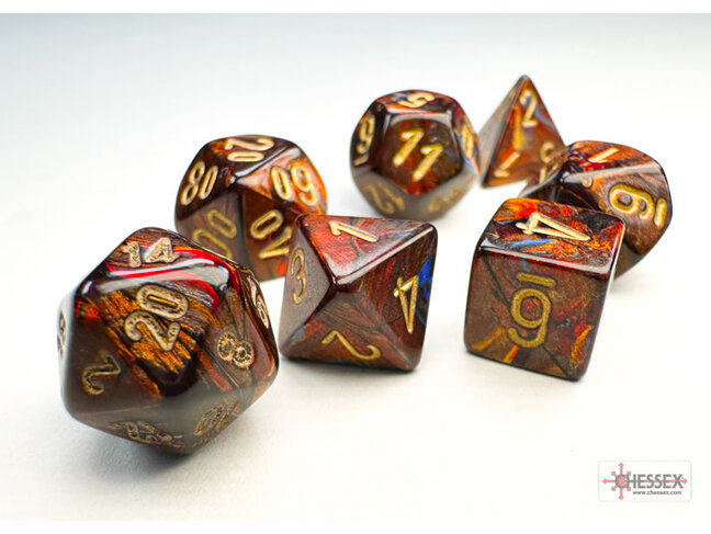 Chessex Blue Blood/gold - Scarab Polyhedral 7-Die Set Mini