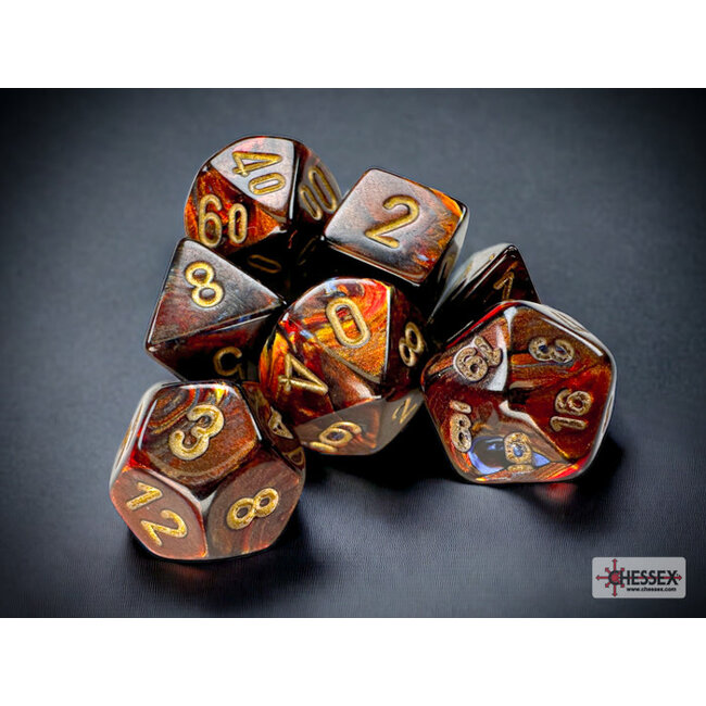 Chessex Chessex: Blue Blood/gold - Scarab Polyhedral 7-Die Set Mini