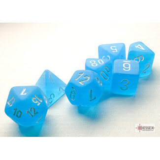 Chessex Caribbean Blue/white - Frosted Polyhedral 7-Die Set Mini