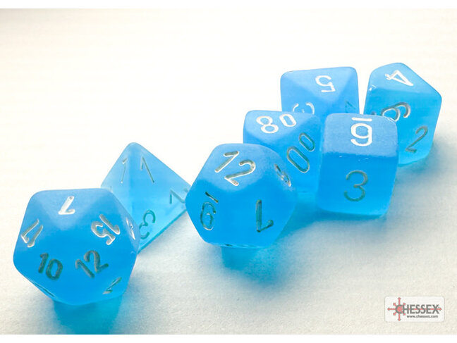 Chessex Caribbean Blue/white - Frosted Polyhedral 7-Die Set Mini