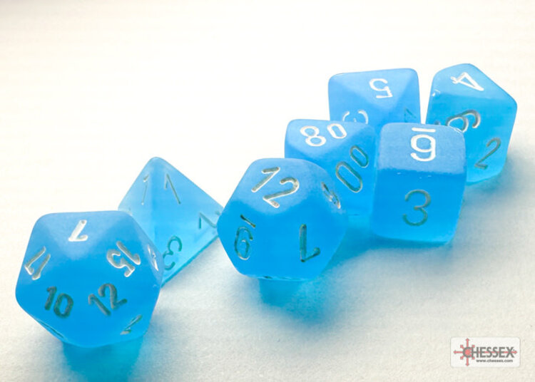 Chessex Chessex: Caribbean Blue/white - Frosted Polyhedral 7-Die Set Mini