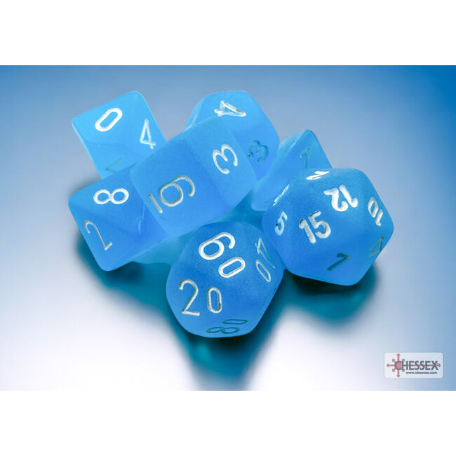 Chessex Chessex: Caribbean Blue/white - Frosted Polyhedral 7-Die Set Mini