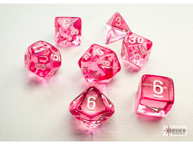 Chessex Pink/white -  Translucent Polyhedral 7-Die Set Mini