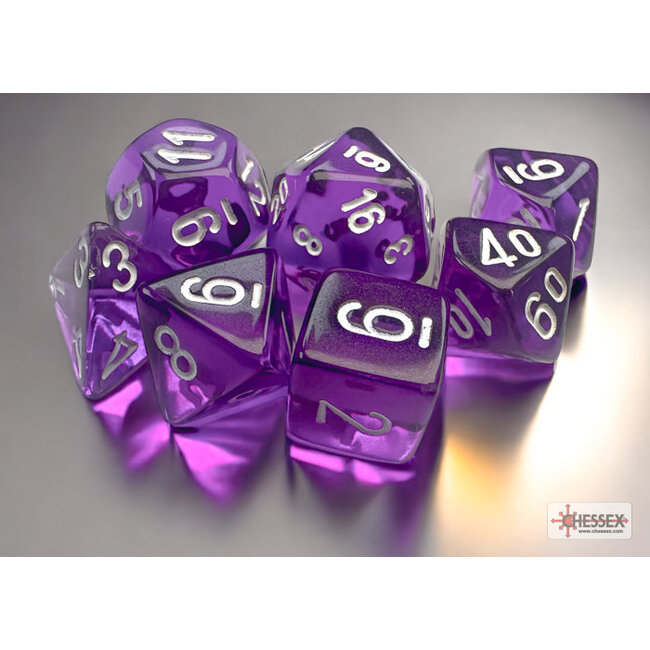 Chessex Chessex: Purple/white - Translucent Polyhedral 7-Die Set Mini