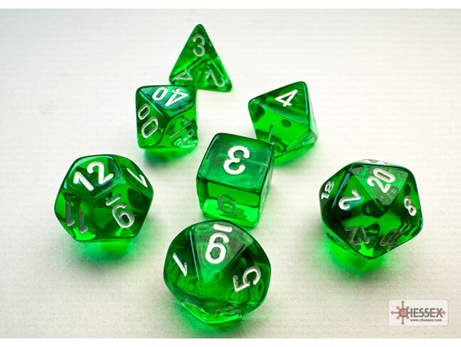 Chessex Green/white - Translucent Polyhedral 7-Die Set Mini
