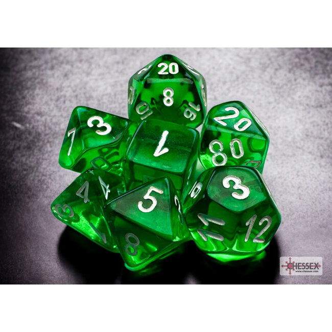 Chessex Chessex: Green/white - Translucent Polyhedral 7-Die Set Mini