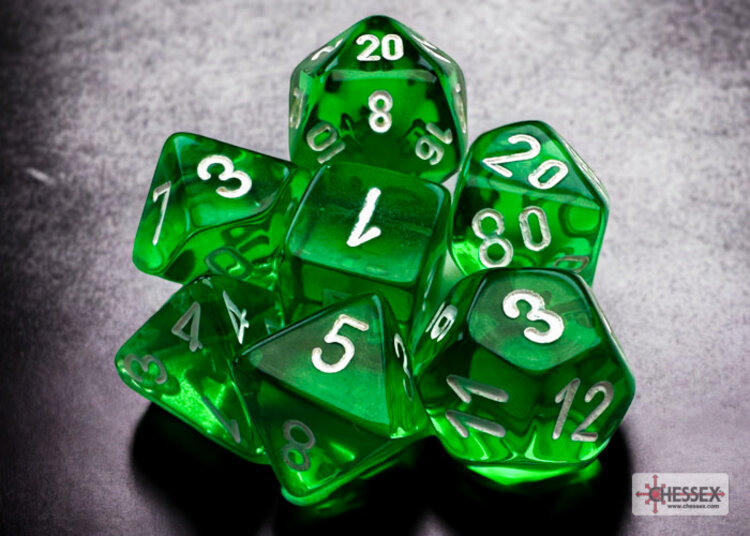 Chessex Chessex: Green/white - Translucent Polyhedral 7-Die Set Mini