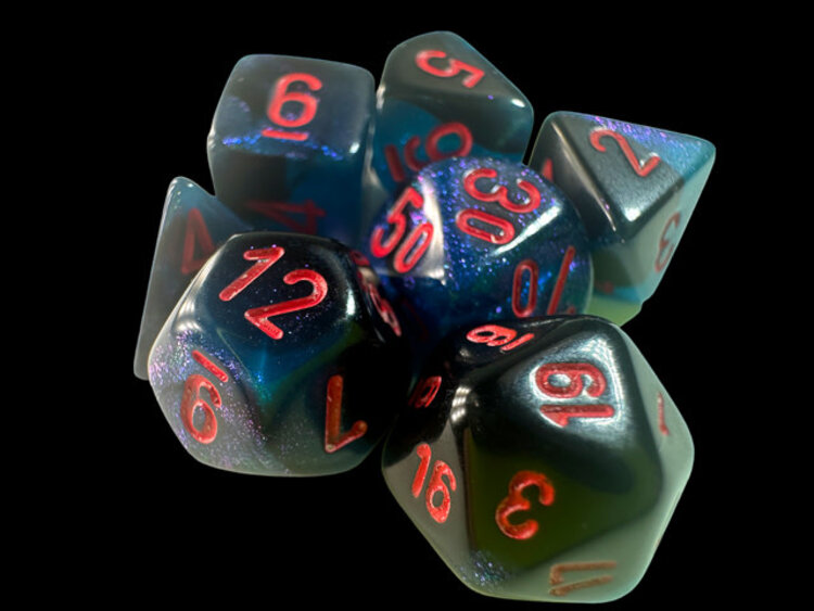 Chessex Chessex: Black-Starlight - Gemini Polyhedral 7-Die Set Mini