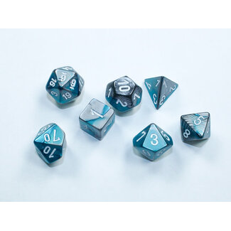 Chessex Steel-Teal/white - Gemini Polyhedral 7-Die Set Mini