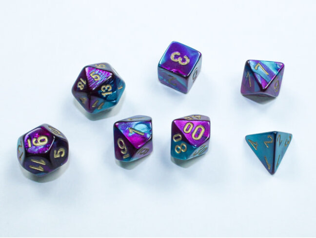 Chessex Purple-Teal/gold - Gemini Polyhedral 7-Die Set Mini