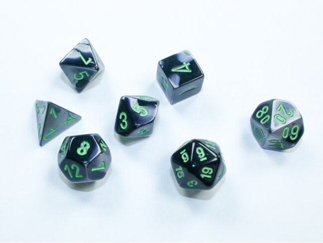 Chessex Black-Grey/green - Gemini Polyhedral 7-Die Set Mini