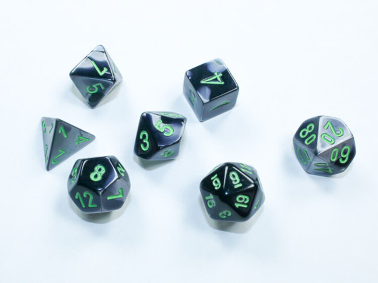 Chessex Chessex: Black-Grey/green - Gemini Polyhedral 7-Die Set Mini