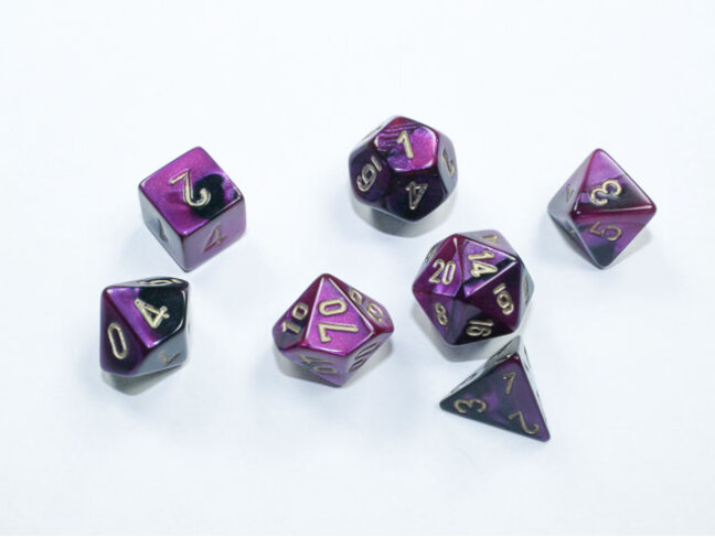 Chessex Black-Purple/gold - Gemini Polyhedral 7-Die Set Mini