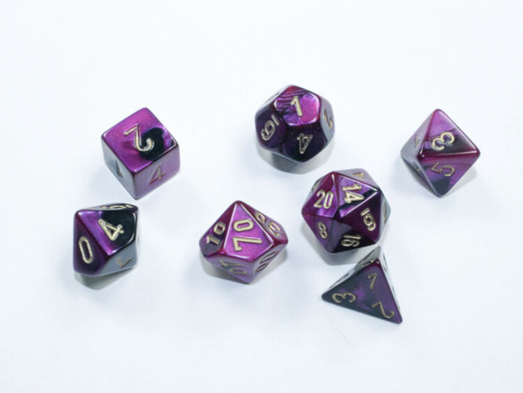 Chessex Chessex: Black-Purple/gold - Gemini Polyhedral 7-Die Set Mini