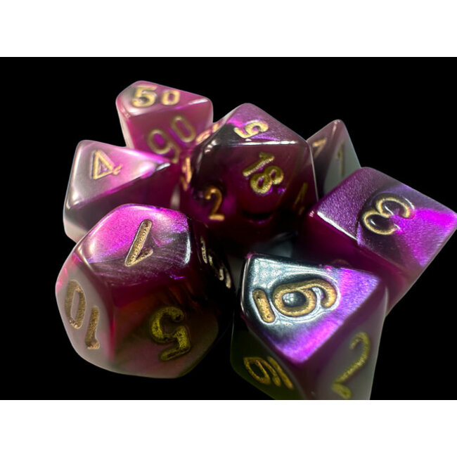 Chessex Chessex: Black-Purple/gold - Gemini Polyhedral 7-Die Set Mini