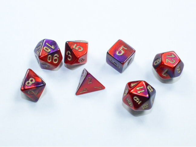 Chessex Purple-Red/gold - Gemini Polyhedral 7-Die Set Mini