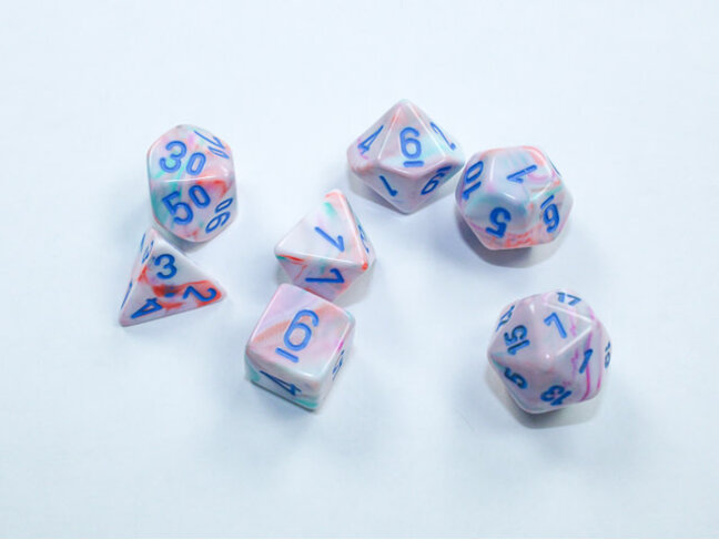 Chessex Pop Art/blue - Festive Polyhedral 7-Die Set Mini