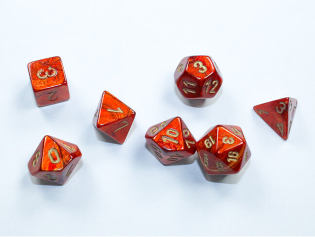 Chessex Scarlet/gold - Scarab Polyhedral 7-Die Set Mini