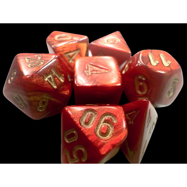 Chessex Chessex: Scarlet/gold - Scarab Polyhedral 7-Die Set Mini
