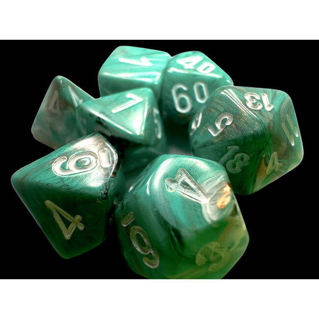 Chessex Chessex: Oxi-Copper/white - Marble Polyhedral 7-Die Set Mini