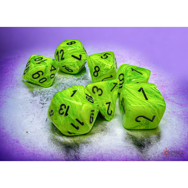 Chessex Chessex: Bright Green/black - Vortex Mega-Hedral 7-Die Set