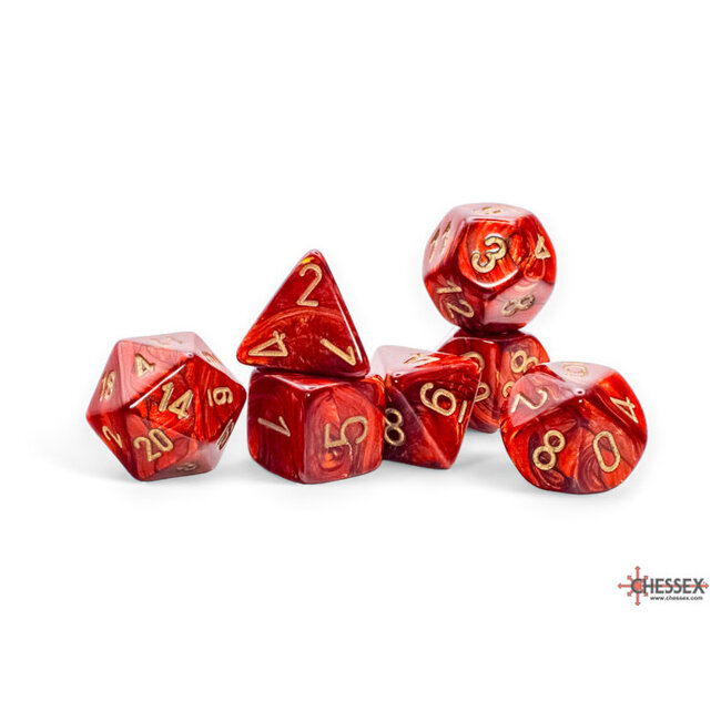 Chessex Chessex: Scarlet/gold - Scarab Mega-Hedral 7-Die Set