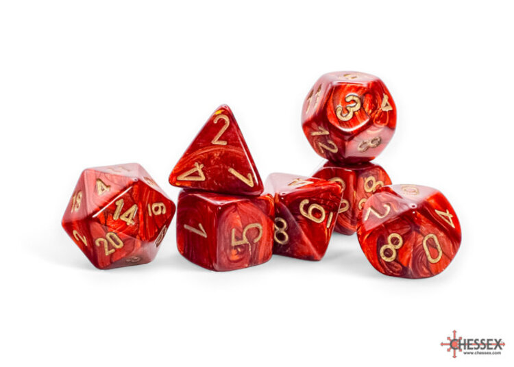 Chessex Chessex: Scarlet/gold - Scarab Mega-Hedral 7-Die Set