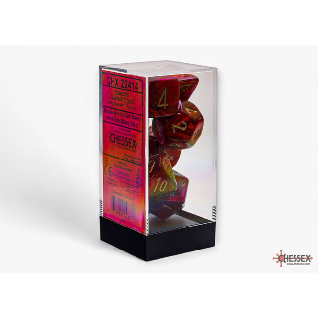 Chessex Chessex: Scarlet/gold - Scarab Mega-Hedral 7-Die Set