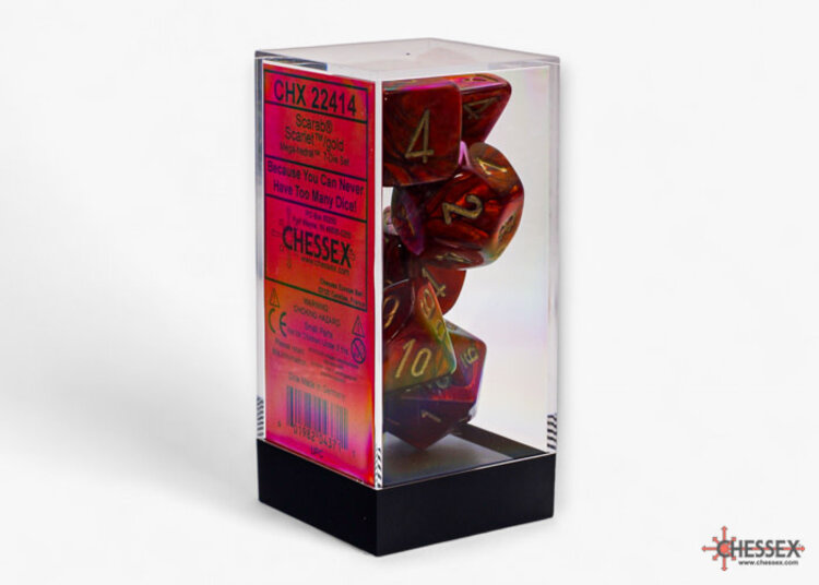 Chessex Chessex: Scarlet/gold - Scarab Mega-Hedral 7-Die Set