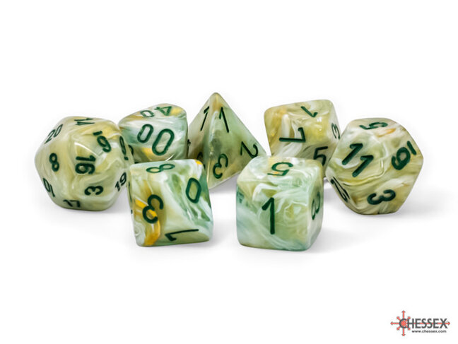 Chessex Green/dark green - Marble Mega-Hedral 7-Die Set