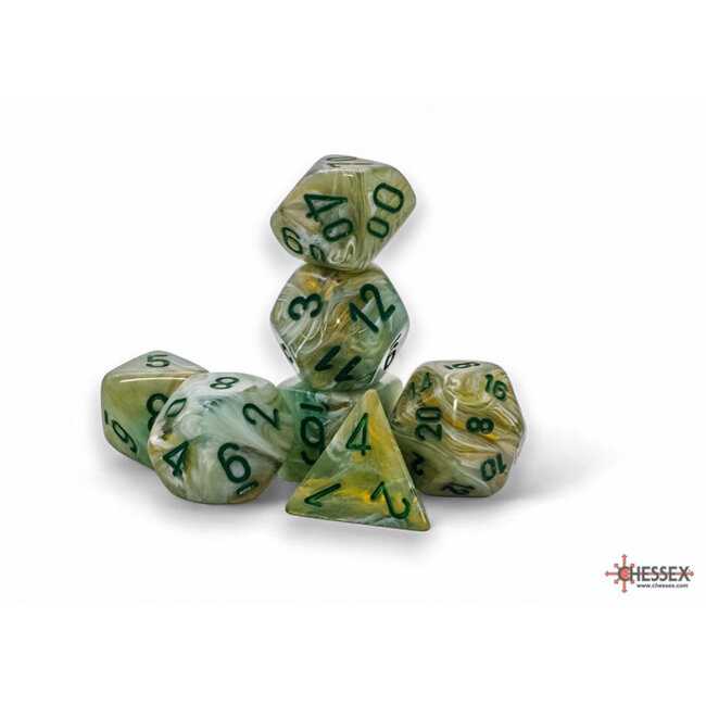 Chessex Chessex: Green/dark green - Marble Mega-Hedral 7-Die Set