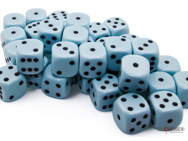 Chessex Pastel Blue/black - 36 Opaque 12mm D6 Dice Block