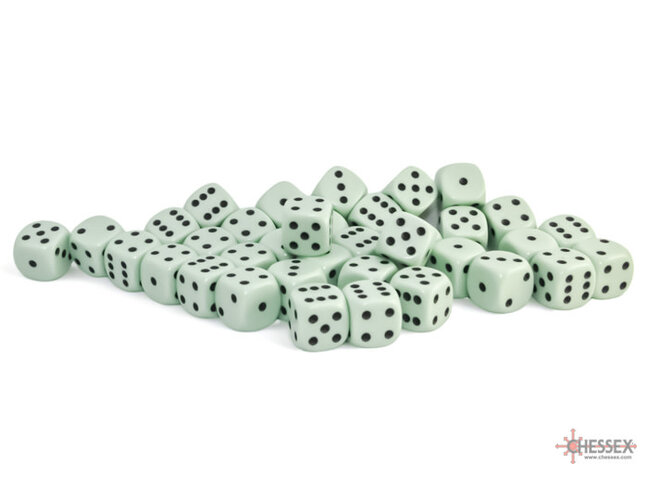 Chessex Pastel Green/black - 36 Opaque 12mm D6 Dice Block
