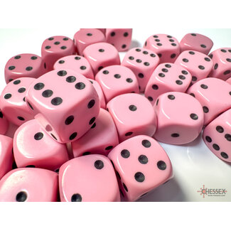 Chessex Pastel Pink/black - 36 Opaque 12mm D6 Dice Block