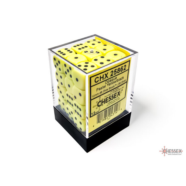 Chessex Chessex: Pastel Yellow/black - 36 Opaque 12mm D6 Dice Block