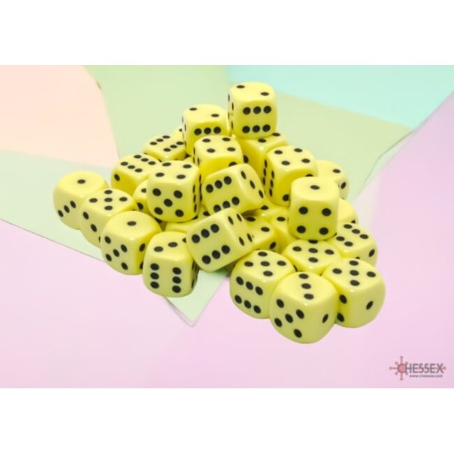 Chessex Chessex: Pastel Yellow/black - 36 Opaque 12mm D6 Dice Block