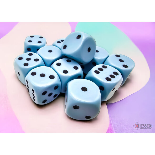 Chessex Chessex: Pastel Blue/black - 12 Opaque 16mm D6 Dice Block