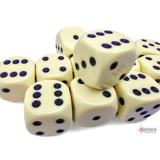 Chessex Pastel Yellow/black - 12 Opaque 16mm D6 Dice Block