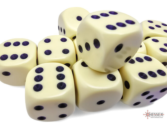 Chessex Pastel Yellow/black - 12 Opaque 16mm D6 Dice Block