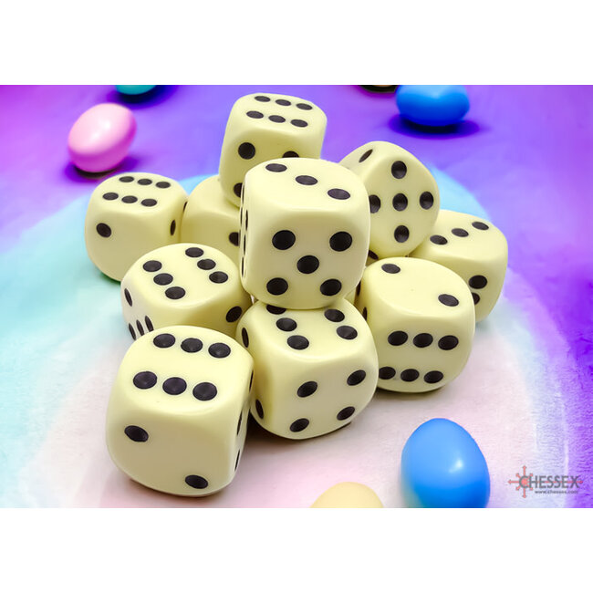 Chessex Chessex: Pastel Yellow/black - 12 Opaque 16mm D6 Dice Block