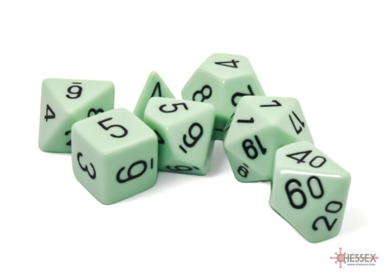 Chessex Chessex: Pastel Green/black - Opaque Polyhedral 7-Die Set