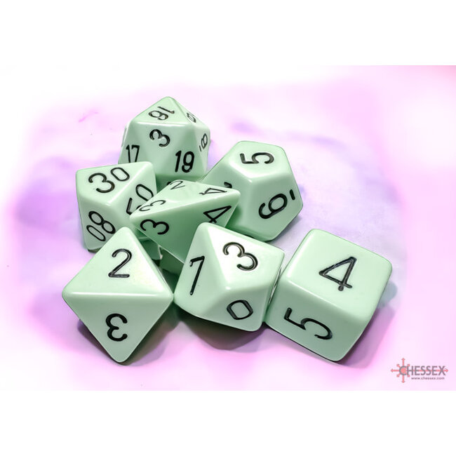 Chessex Chessex: Pastel Green/black - Opaque Polyhedral 7-Die Set