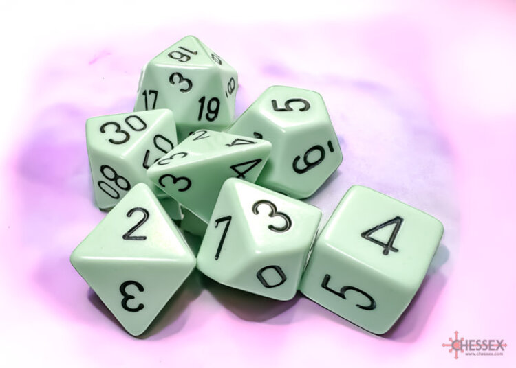 Chessex Chessex: Pastel Green/black - Opaque Polyhedral 7-Die Set