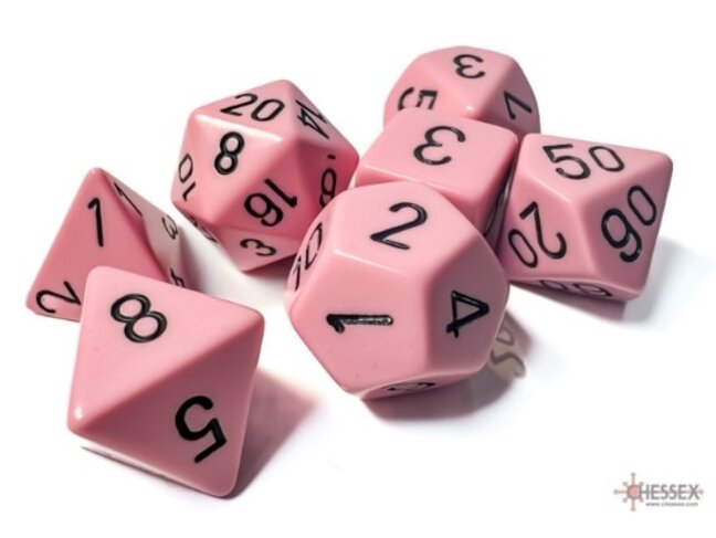 Chessex Pastel Pink/black - Opaque Polyhedral 7-Die Set