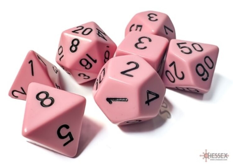 Chessex Chessex: Pastel Pink/black - Opaque Polyhedral 7-Die Set
